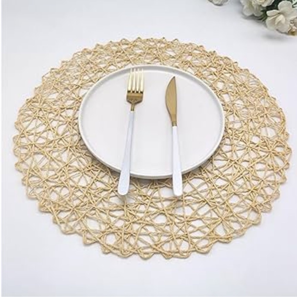 8 pieces Placemats|Creative Round Braided Table Mat For Kitchen - Picture 2 of 9